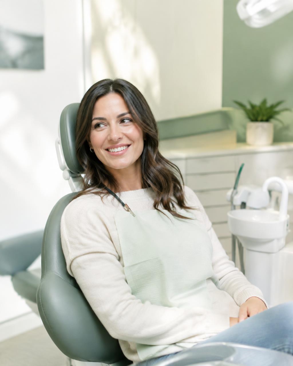 Smiling patient relaxing in a modern dental clinic (illustrative image)
